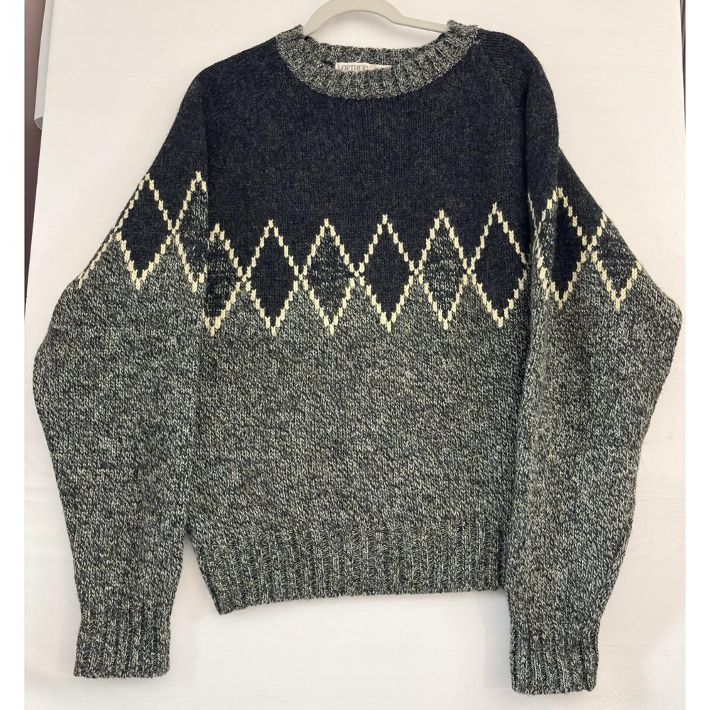 Northern‎ Isles Mens Sweater Vintage Argyle 90s Y2K Pullover Crew  XL